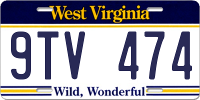 WV license plate 9TV474