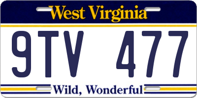 WV license plate 9TV477