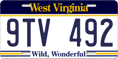 WV license plate 9TV492
