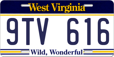 WV license plate 9TV616