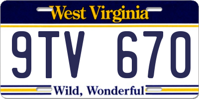 WV license plate 9TV670