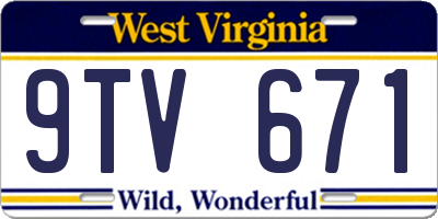 WV license plate 9TV671