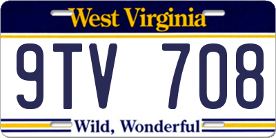 WV license plate 9TV708