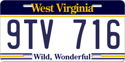 WV license plate 9TV716