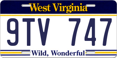 WV license plate 9TV747