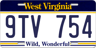 WV license plate 9TV754