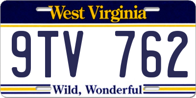 WV license plate 9TV762