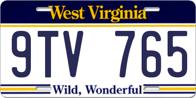 WV license plate 9TV765