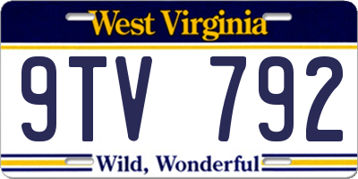 WV license plate 9TV792