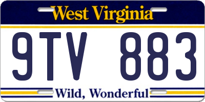 WV license plate 9TV883