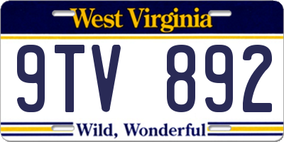 WV license plate 9TV892