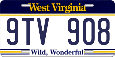 WV license plate 9TV908