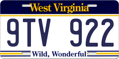 WV license plate 9TV922