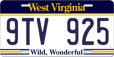 WV license plate 9TV925