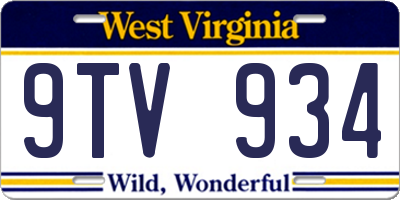 WV license plate 9TV934