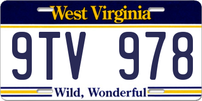 WV license plate 9TV978