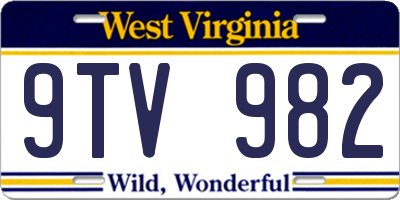 WV license plate 9TV982