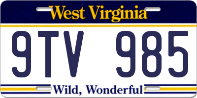 WV license plate 9TV985