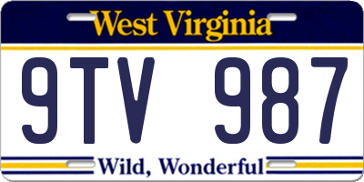 WV license plate 9TV987