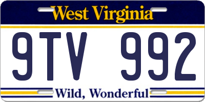 WV license plate 9TV992