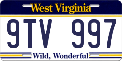 WV license plate 9TV997