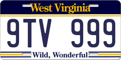 WV license plate 9TV999