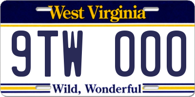 WV license plate 9TW000