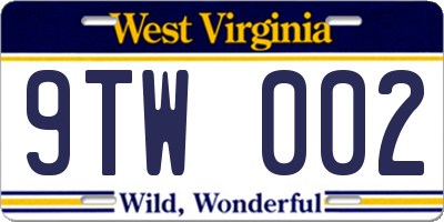 WV license plate 9TW002
