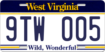 WV license plate 9TW005