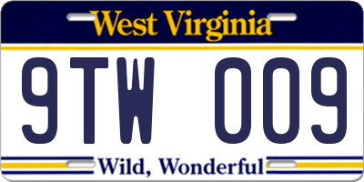 WV license plate 9TW009