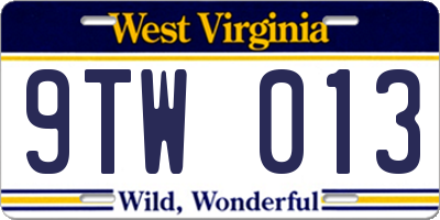 WV license plate 9TW013