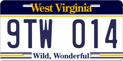 WV license plate 9TW014
