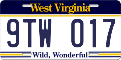 WV license plate 9TW017