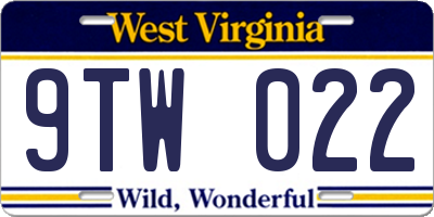 WV license plate 9TW022