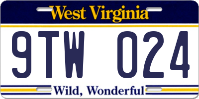 WV license plate 9TW024