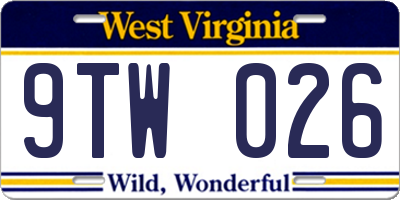 WV license plate 9TW026