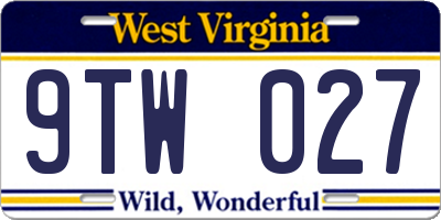 WV license plate 9TW027