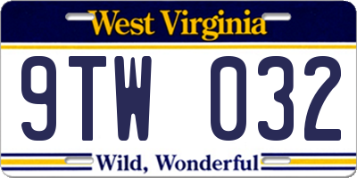 WV license plate 9TW032