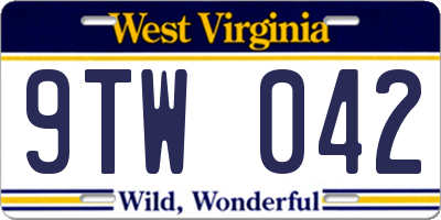 WV license plate 9TW042