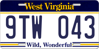 WV license plate 9TW043