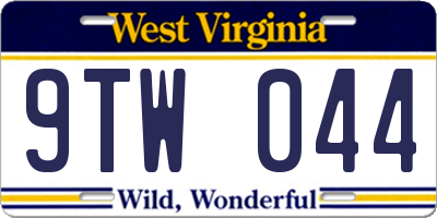 WV license plate 9TW044