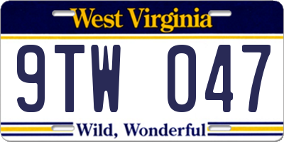 WV license plate 9TW047