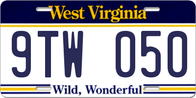 WV license plate 9TW050
