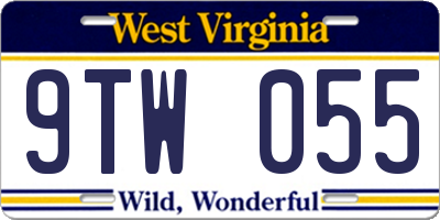 WV license plate 9TW055