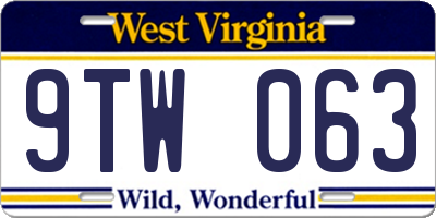 WV license plate 9TW063
