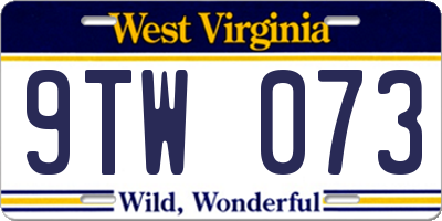 WV license plate 9TW073