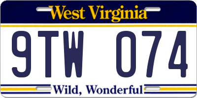 WV license plate 9TW074