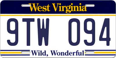 WV license plate 9TW094