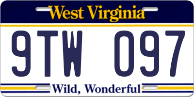 WV license plate 9TW097
