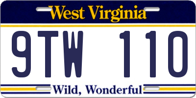 WV license plate 9TW110
